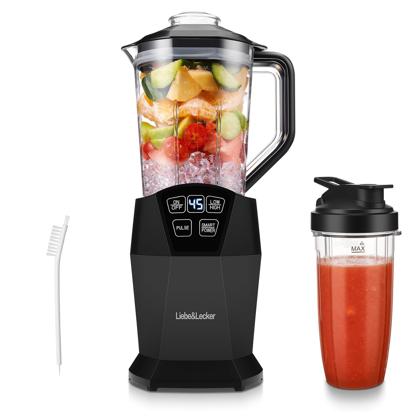 Kitchen Blender with 50 OZ Pitcher and 1 PCS 28 OZ Portable Cups Countertop Blenders with 1200W for Frozen Drinks Shakes Smoothies & Sauces