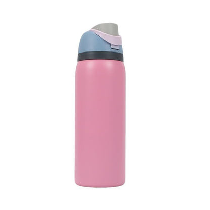 32oz Stainless Steel Insulated Water Bottle Bounce Lid Portable Travel Mug (Pink)